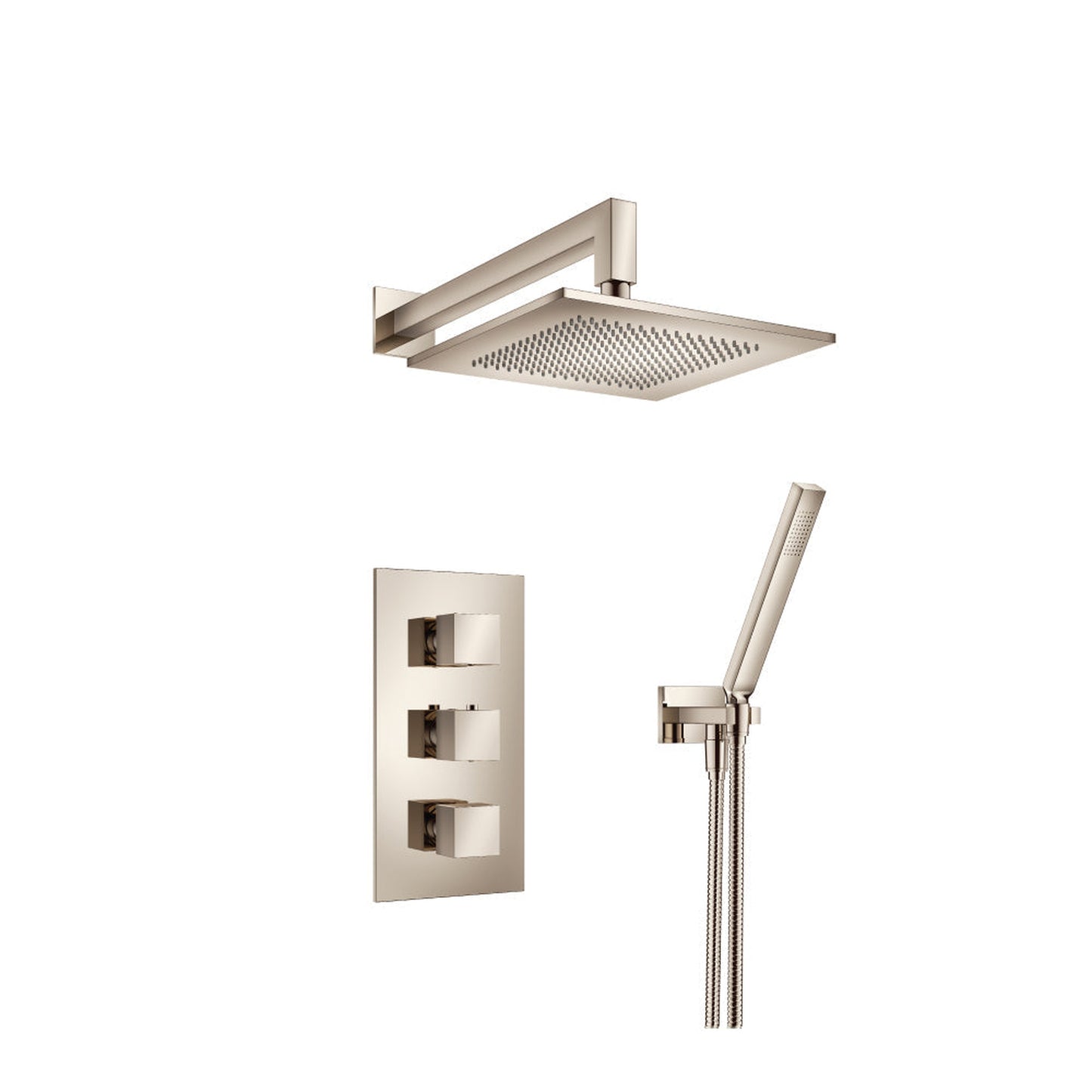 Flusso Faucets Serie 160 Two Output Shower Set With Shower Head and Hand Held in Polished Nickel (160.7150PN)