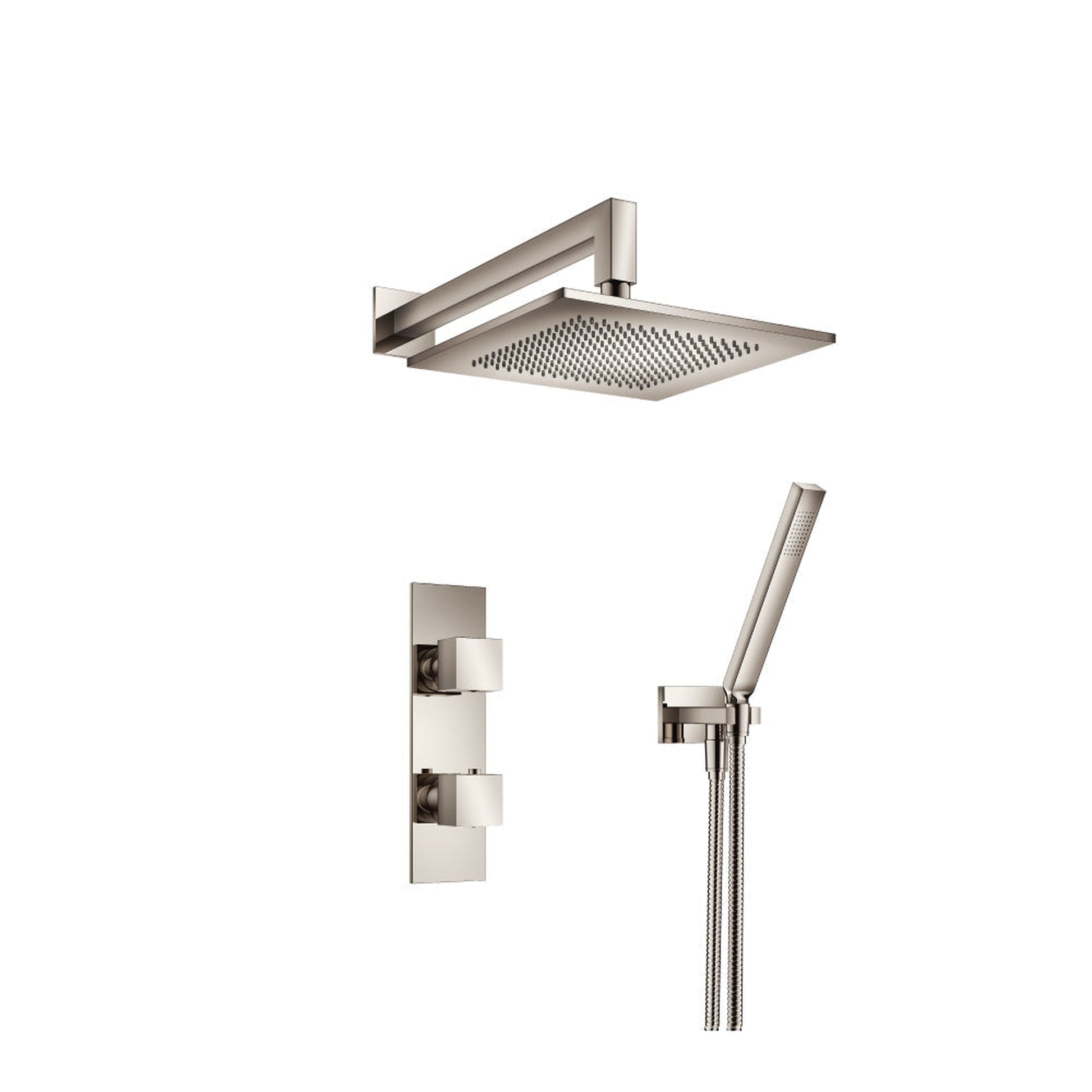 Flusso Faucets Serie 160 Two Output Shower Set With Shower Head and Hand Held in Polished Nickel (160.7250PN)