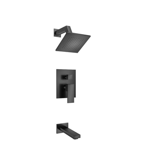 Flusso Faucets Serie 160 Two Output Shower Set With Shower Head and Tub Spout in Matte Black