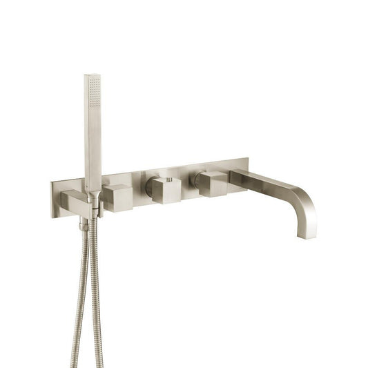 Flusso Faucets Serie 160 Wall Mount Tub Filler With Hand Shower in Brushed Nickel