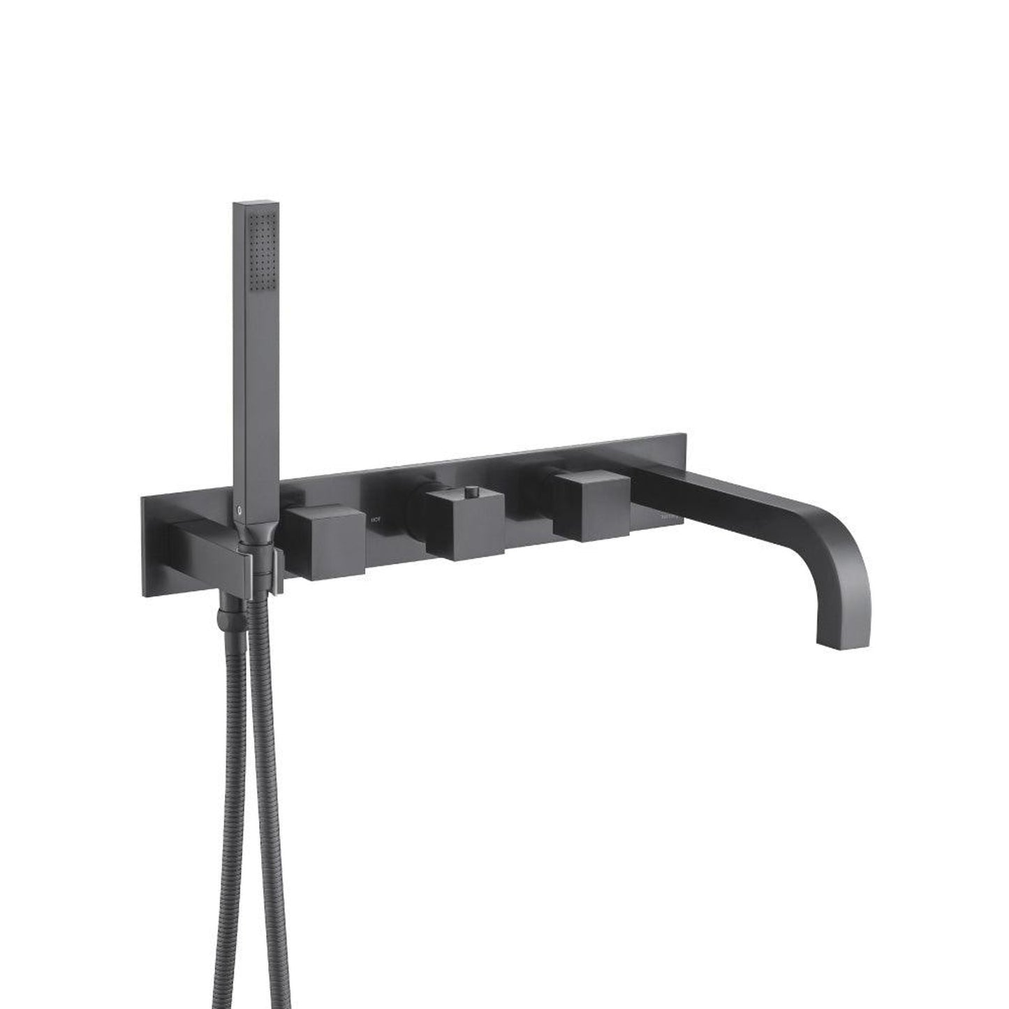 Flusso Faucets Serie 160 Wall Mount Tub Filler With Hand Shower in Matte Black