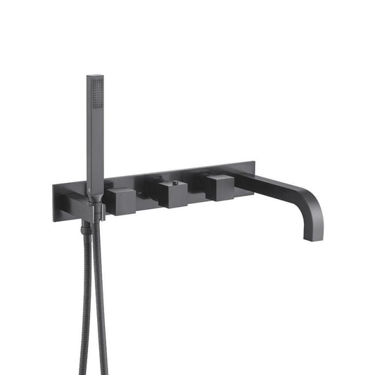 Flusso Faucets Serie 160 Wall Mount Tub Filler With Hand Shower in Matte Black