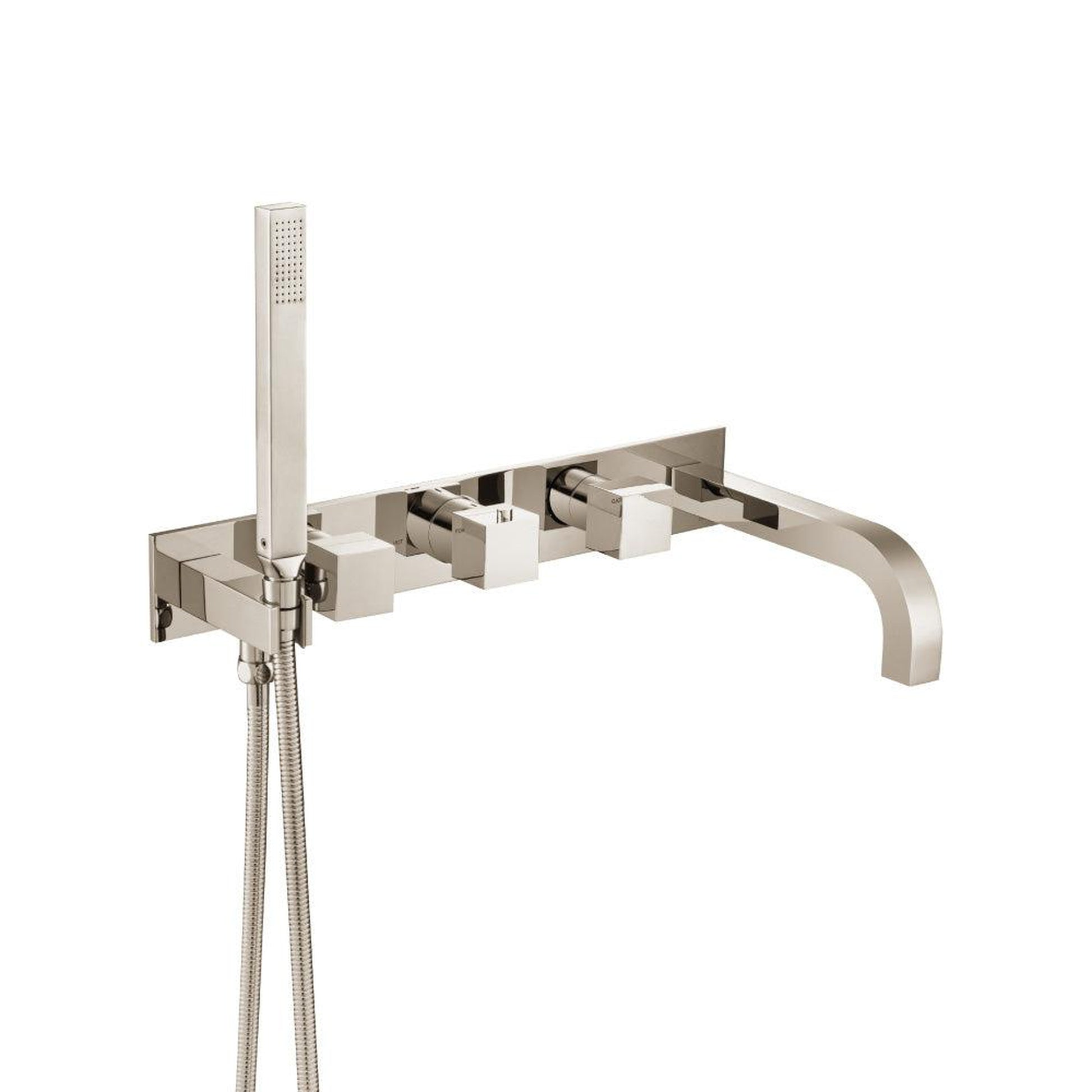 Flusso Faucets Serie 160 Wall Mount Tub Filler With Hand Shower in Polished Nickel