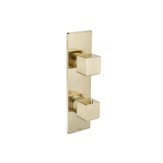 Flusso Faucets Serie 196 3/4" Single Output Horizontal Thermostatic Shower Valve and Trim in Satin Brass (196.2720SB)