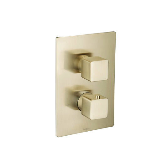 Flusso Faucets Serie 196 3/4" Single Output Thermostatic Shower Valve and Trim in Satin Brass