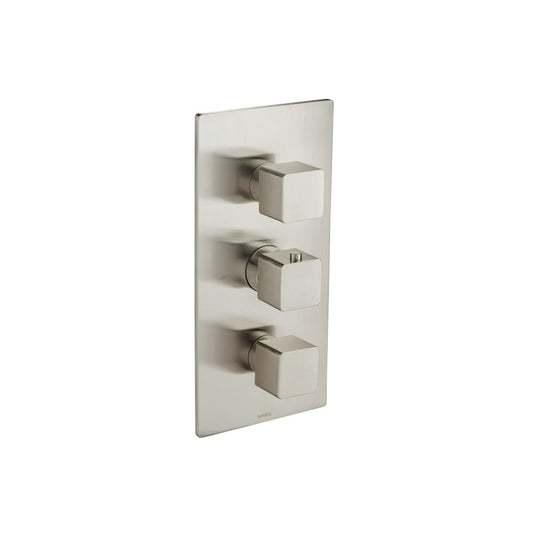 Flusso Faucets Serie 196 3/4" Three Output Thermostatic Valve With Trim in Brushed Nickel (196.4501BN)