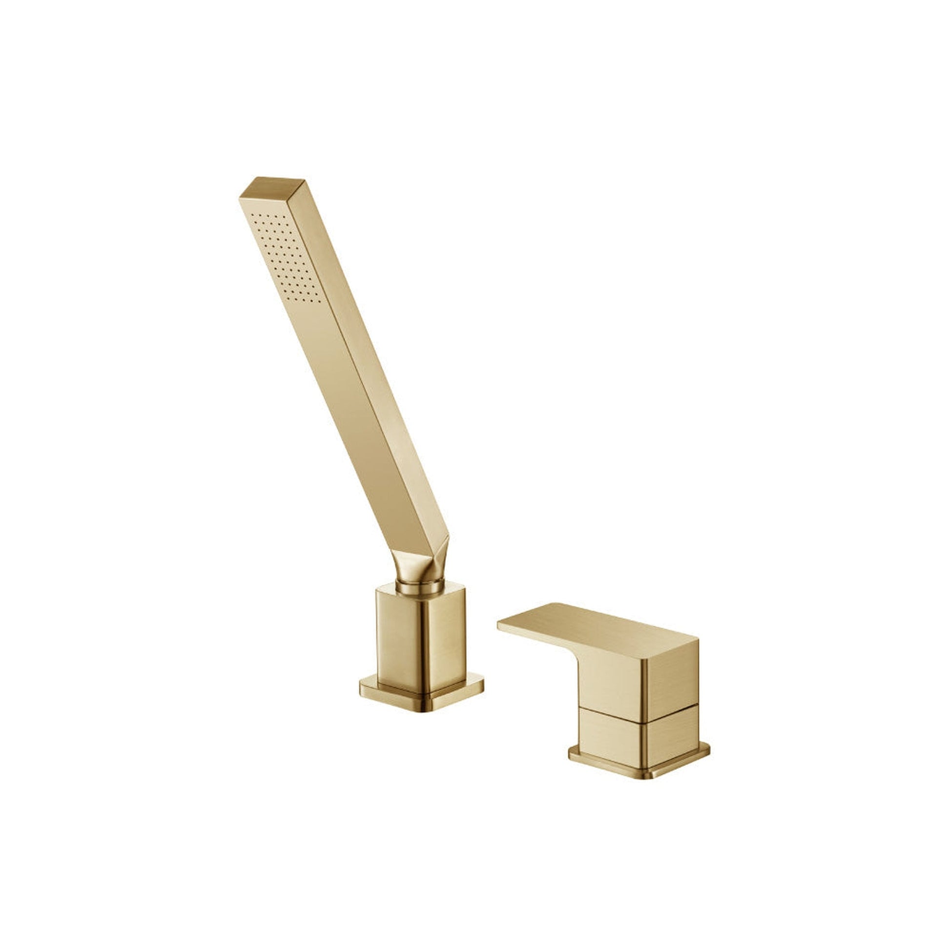 Flusso Faucets Serie 196 Deck Diverter With Holder and Hose in Satin Brass