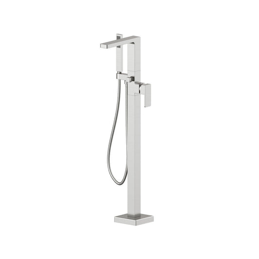 Flusso Faucets Serie 196 Freestanding Floor Mount Bathtub / Tub Filler With Hand Shower in Brushed Nickel