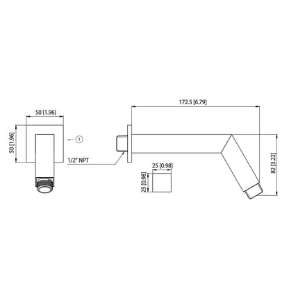 Flusso Faucets Serie 196 Single Output Brushed Nickel PVD Wall-Mounted Shower Set With 6" Solid Brass Rainhead Shower Head, Single Handle Shower Trim and 1-Output Single Control Pressure Balance Valve