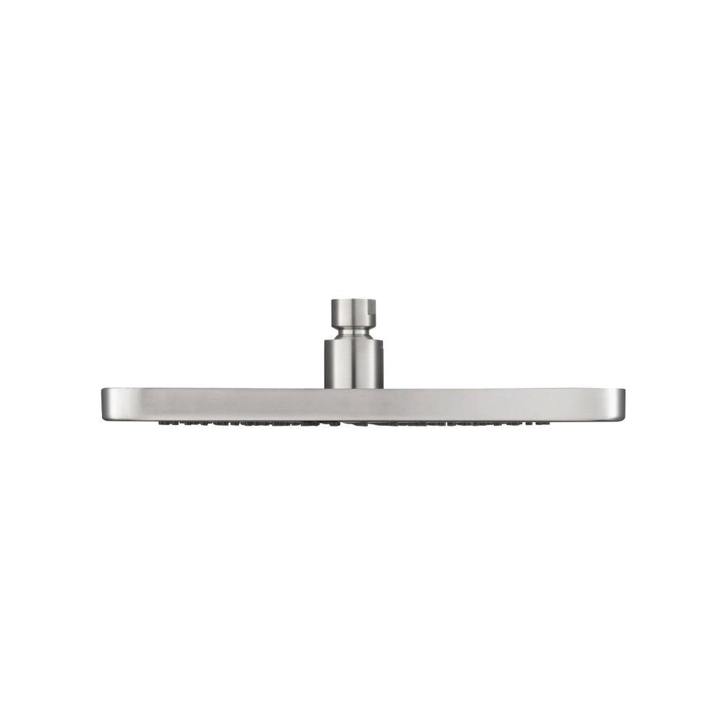 Flusso Faucets Serie 196 Single Output Brushed Nickel PVD Wall-Mounted Shower Set With Single Function Square Rain Shower Head, Two-Handle Shower Trim and 1-Output Wall-Mounted Thermostatic Shower Valve With Integrated Volume Control