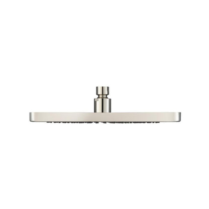 Flusso Faucets Serie 196 Single Output Polished Nickel PVD Wall-Mounted Shower Set With Single Function Square Rain Shower Head, Two-Handle Shower Trim and 1-Output Wall-Mounted Thermostatic Shower Valve With Integrated Volume Control