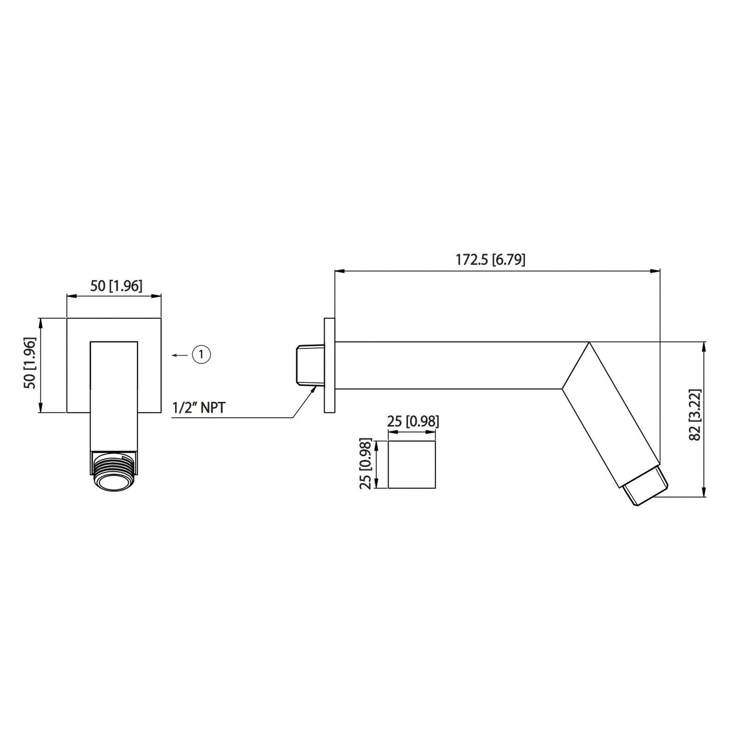 Flusso Faucets Serie 196 Single Output Satin Brass PVD Wall-Mounted Shower Set With 6" Solid Brass Rainhead Shower Head, Single Handle Shower Trim and 1-Output Single Control Pressure Balance Valve