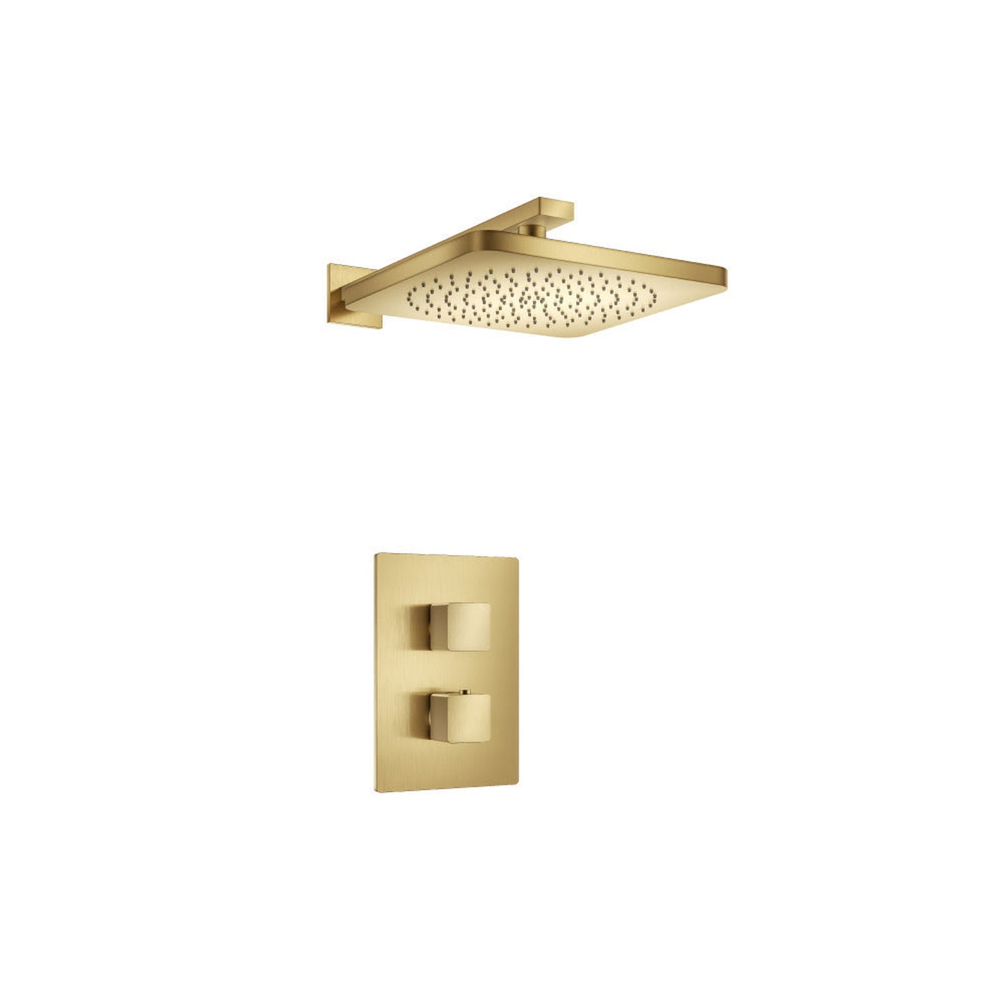 Flusso Faucets Serie 196 Single Output Shower Set With Shower Head and Arm in Satin Brass