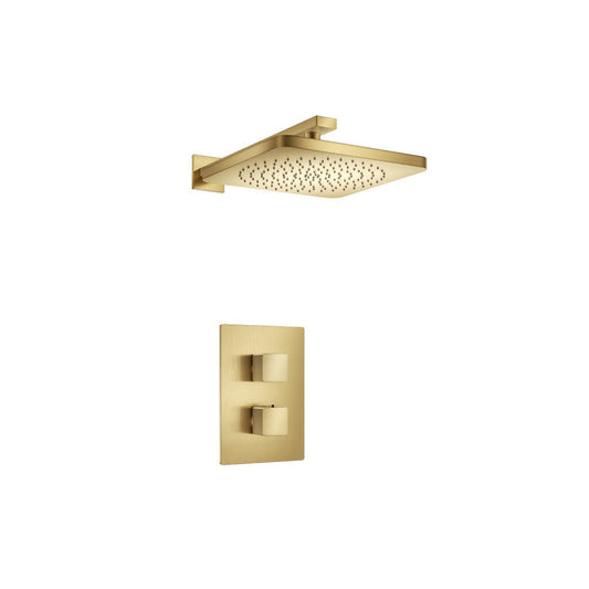 Flusso Faucets Serie 196 Single Output Shower Set With Shower Head and Arm in Satin Brass