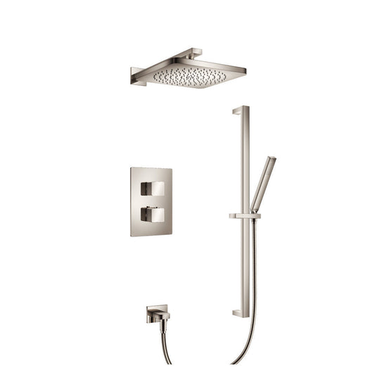 Flusso Faucets Serie 196 Two Output Shower Set With Shower Head, Hand Held and Slide Bar in Polished Nickel (196.7100PN)
