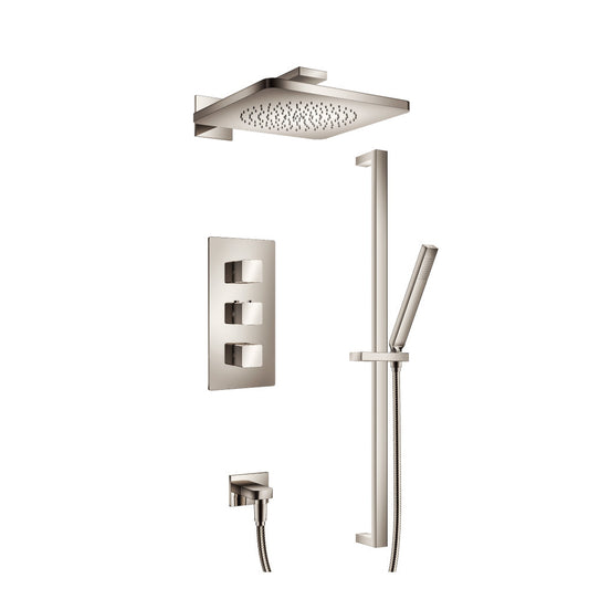 Flusso Faucets Serie 196 Two Output Shower Set With Shower Head, Hand Held and Slide Bar in Polished Nickel (196.7200PN)