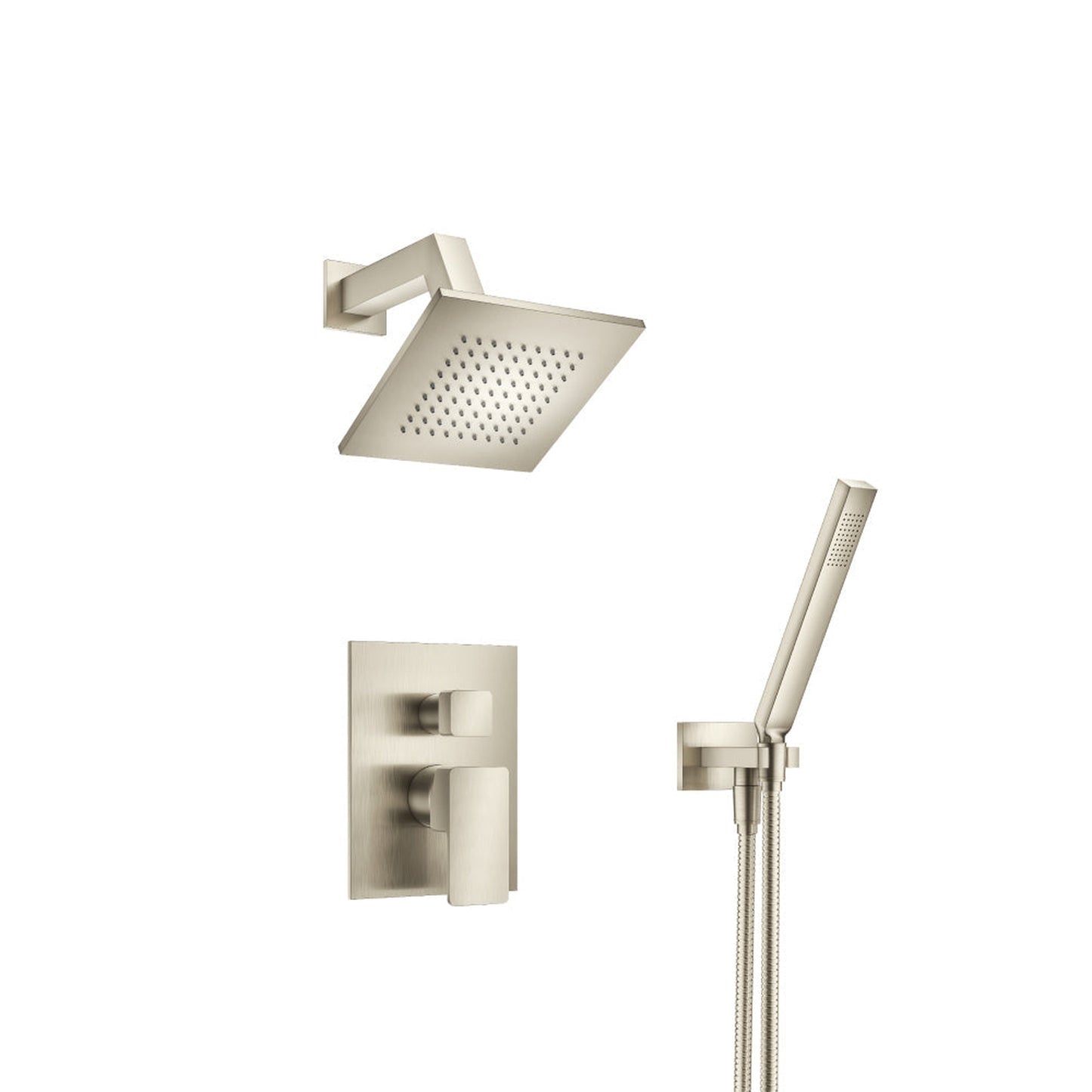 Flusso Faucets Serie 196 Two Output Shower Set With Shower Head and Hand Held in Brushed Nickel (196.3250BN)