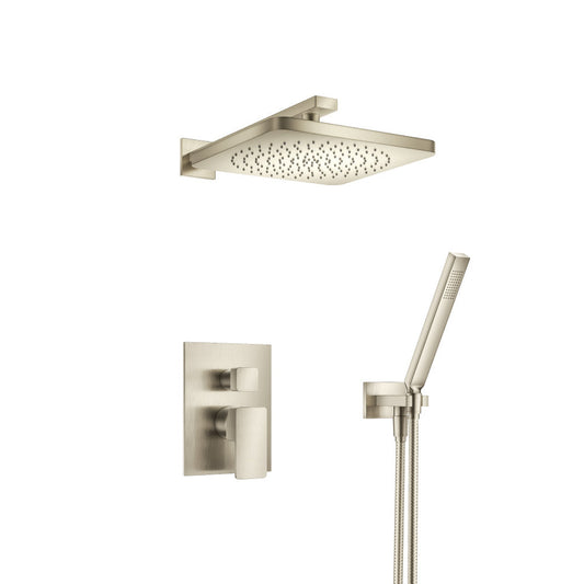 Flusso Faucets Serie 196 Two Output Shower Set With Shower Head and Hand Held in Brushed Nickel (196.3300BN)