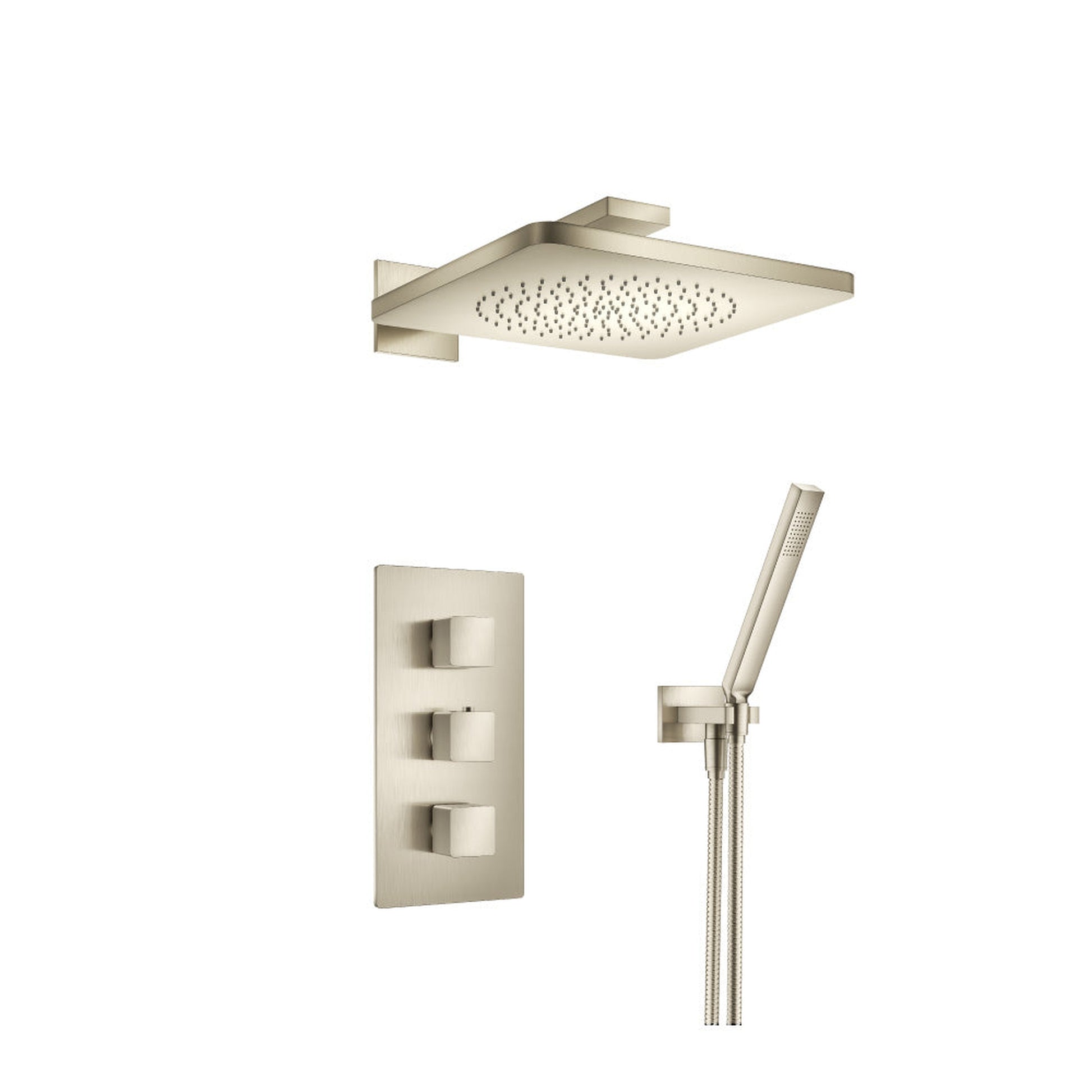 Flusso Faucets Serie 196 Two Output Shower Set With Shower Head and Hand Held in Brushed Nickel (196.7150BN)