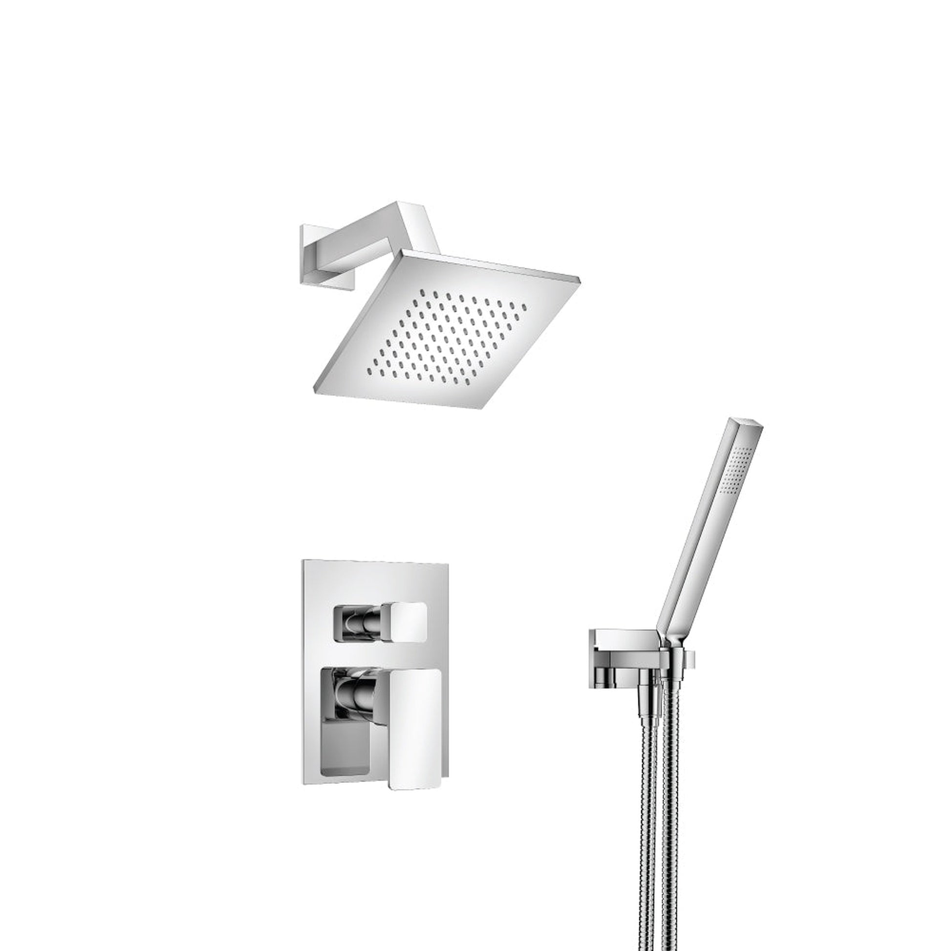 Flusso Faucets Serie 196 Two Output Shower Set With Shower Head and Hand Held in Chrome (196.3250CP)