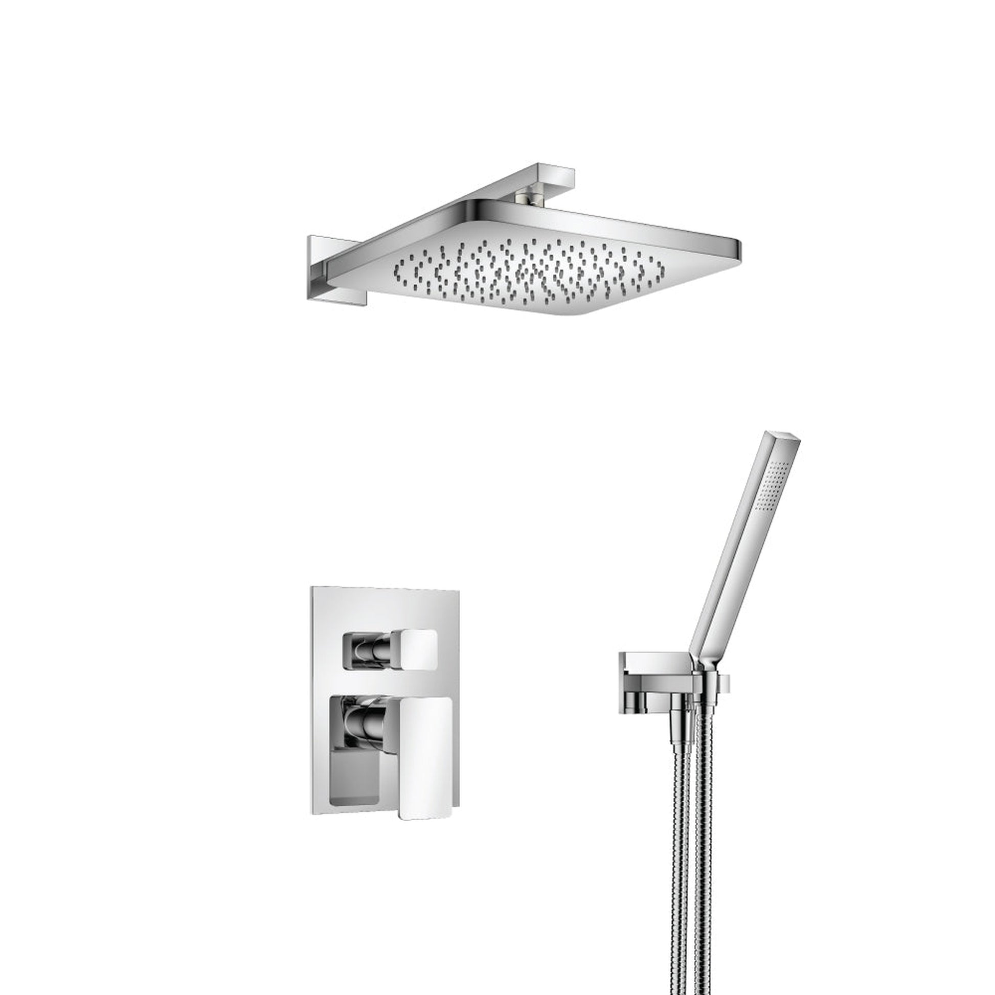 Flusso Faucets Serie 196 Two Output Shower Set With Shower Head and Hand Held in Chrome (196.3300CP)