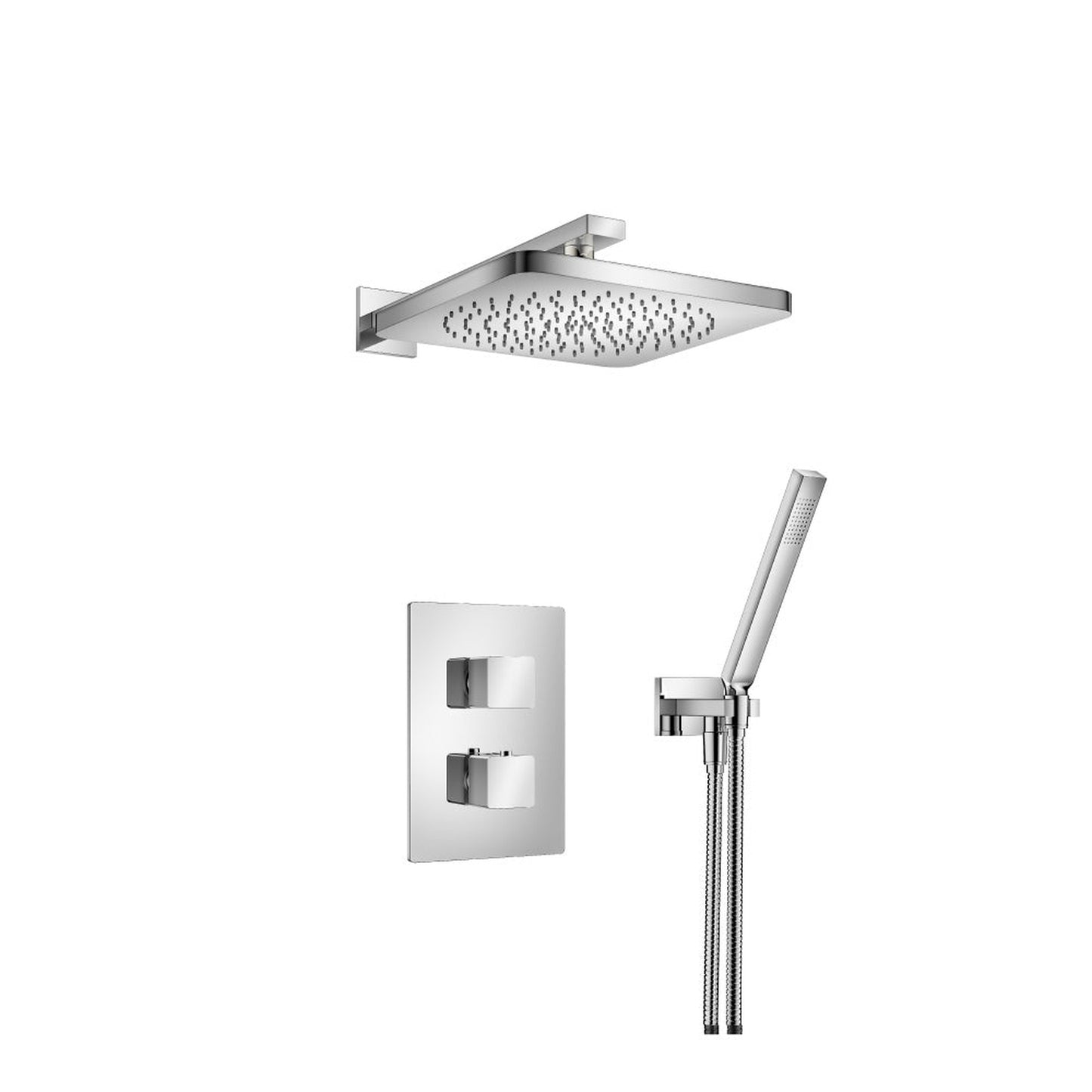 Flusso Faucets Serie 196 Two Output Shower Set With Shower Head and Hand Held in Chrome (196.7050CP)