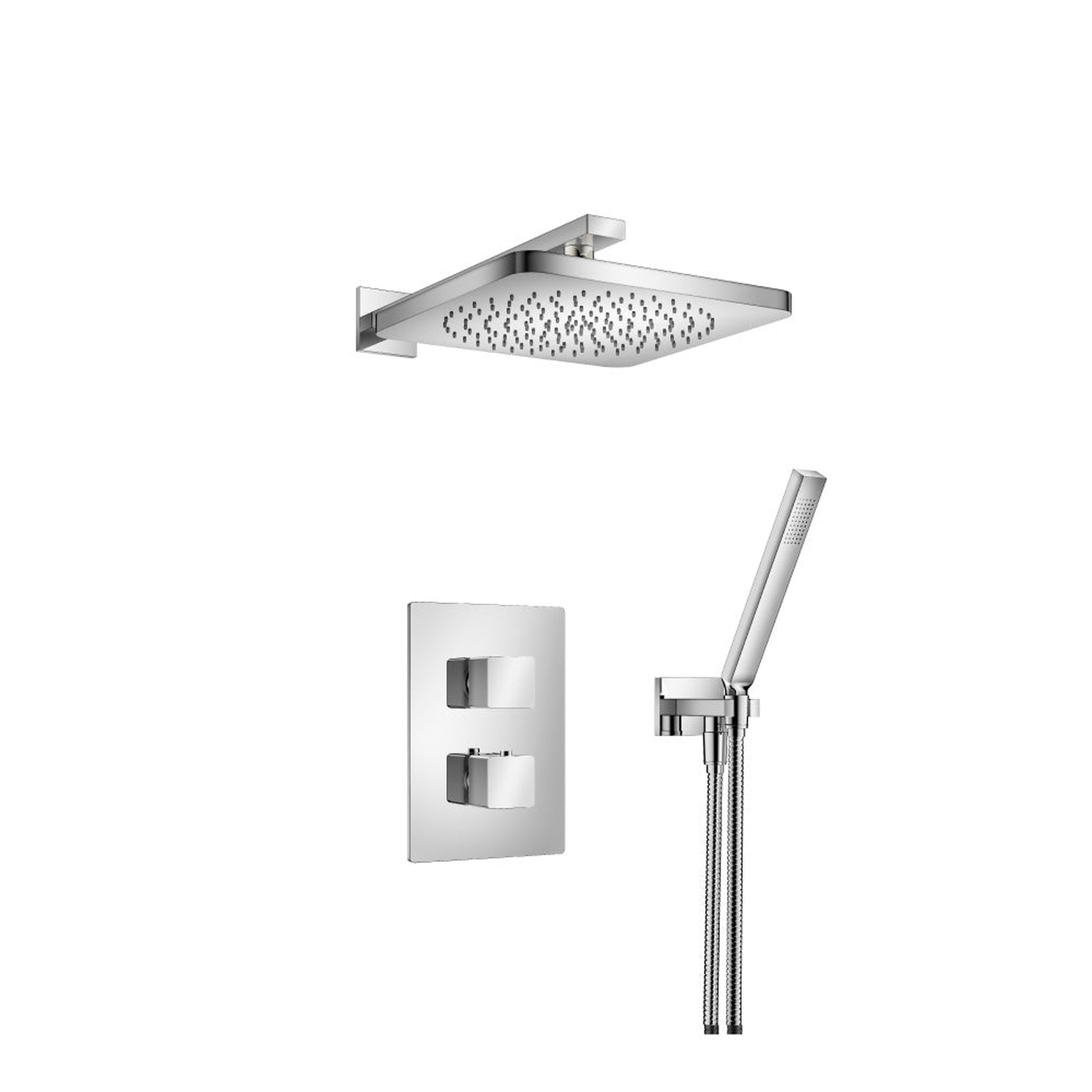 Flusso Faucets Serie 196 Two Output Shower Set With Shower Head and Hand Held in Chrome (196.7050CP)