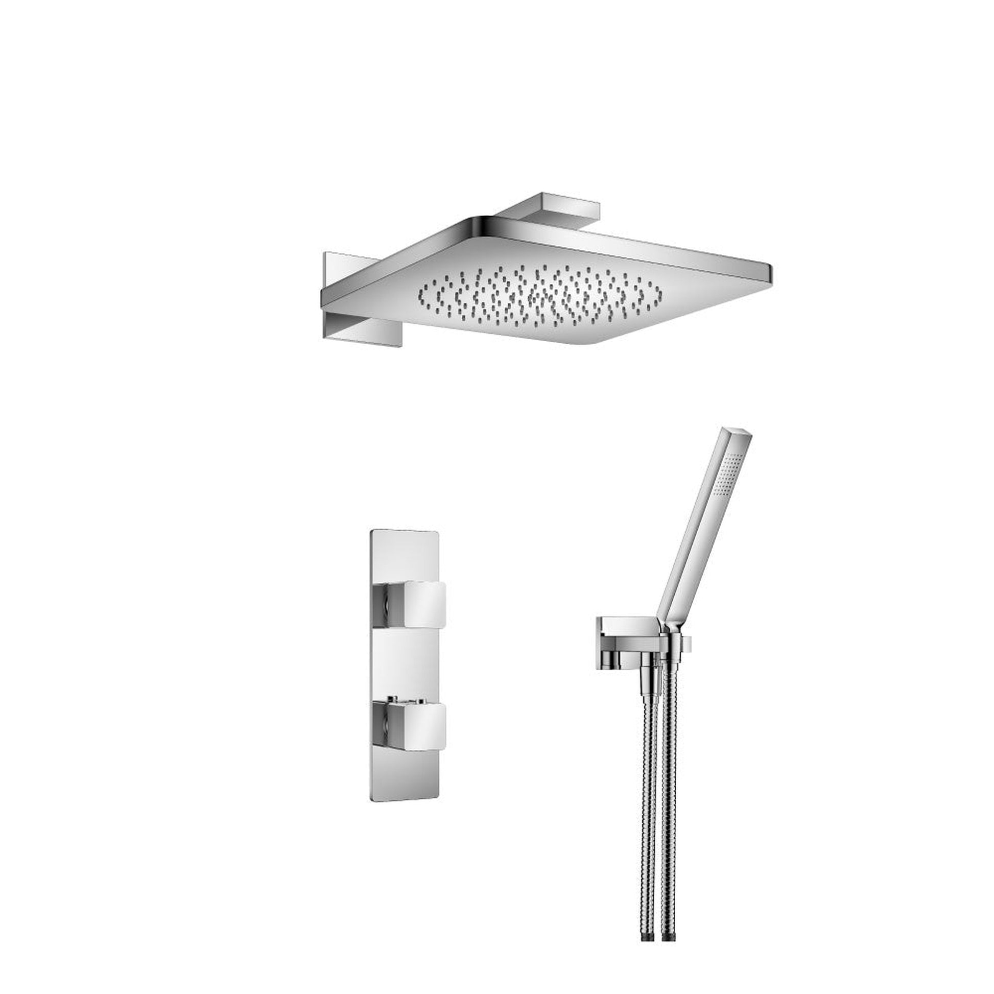 Flusso Faucets Serie 196 Two Output Shower Set With Shower Head and Hand Held in Chrome (196.7250CP)