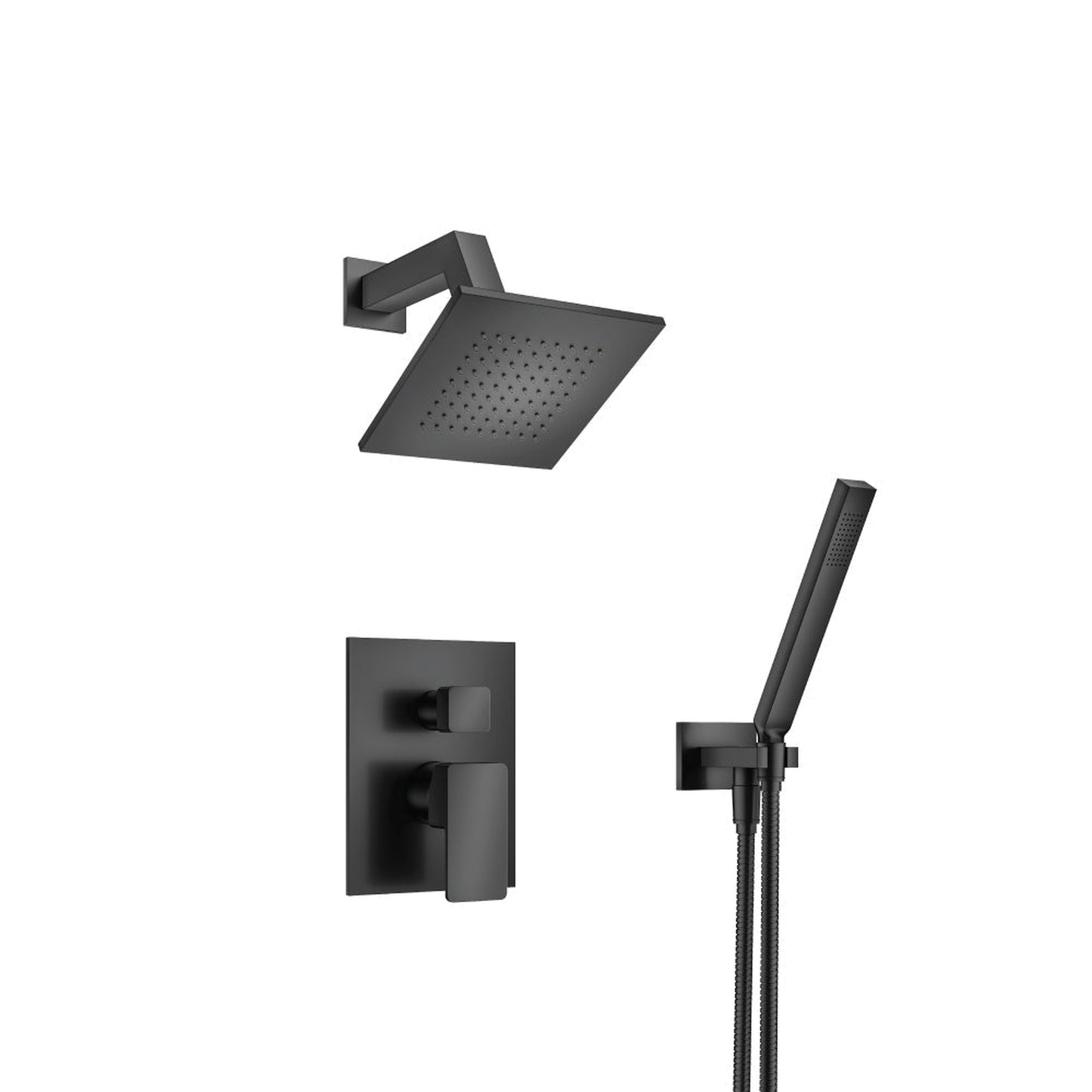 Flusso Faucets Serie 196 Two Output Shower Set With Shower Head and Hand Held in Matte Black (196.3250MB)