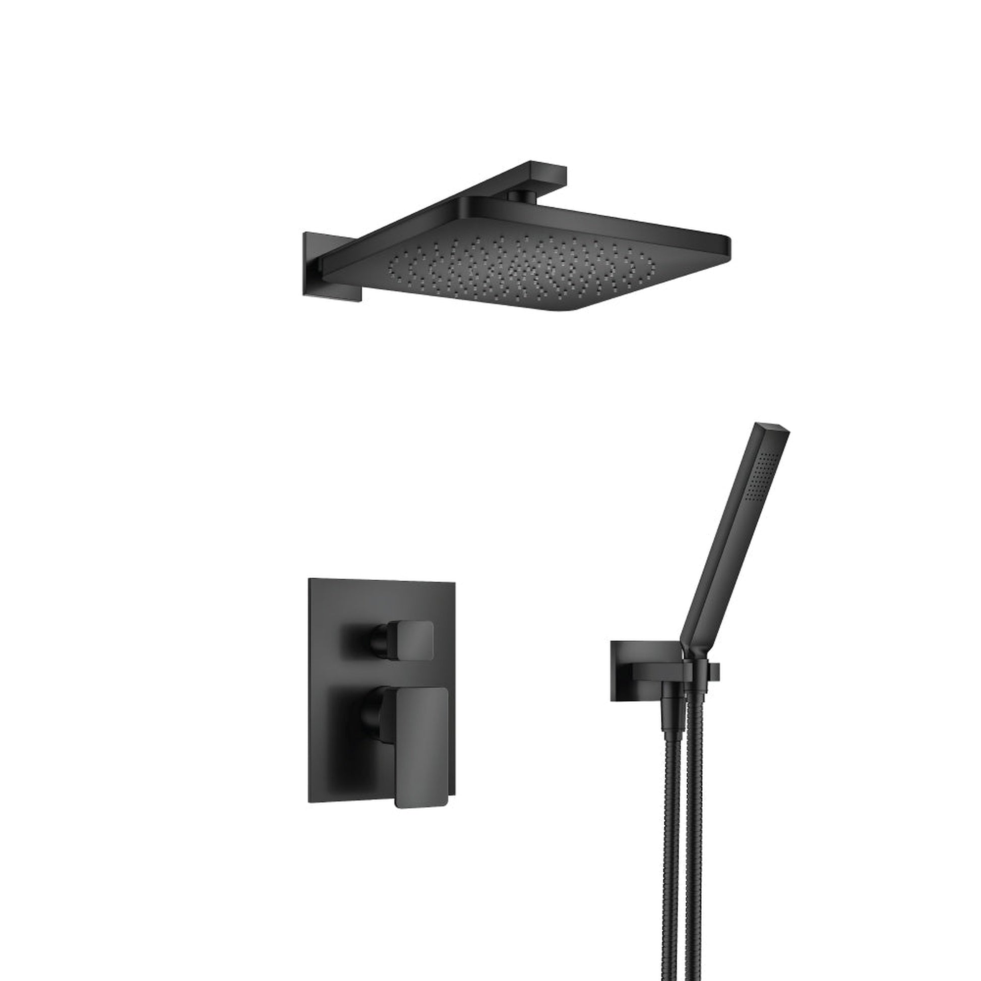 Flusso Faucets Serie 196 Two Output Shower Set With Shower Head and Hand Held in Matte Black (196.3300MB)
