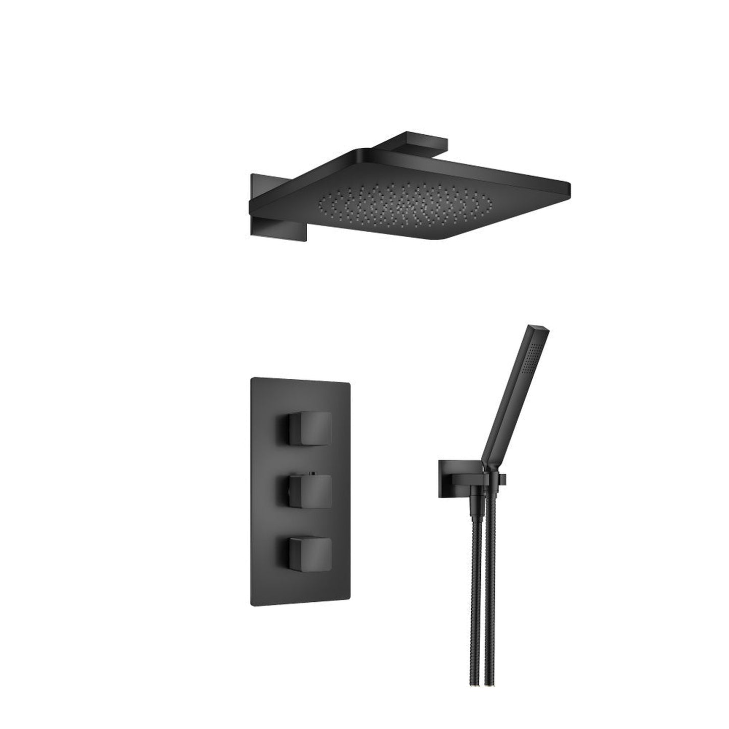 Flusso Faucets Serie 196 Two Output Shower Set With Shower Head and Hand Held in Matte Black (196.7150MB)