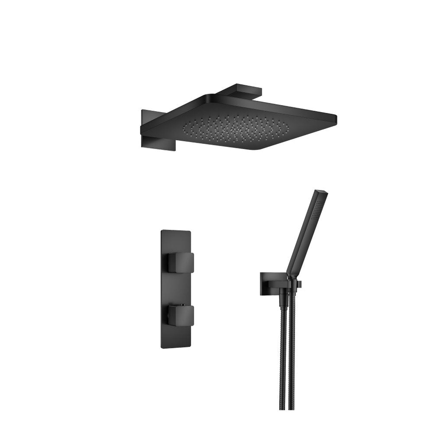 Flusso Faucets Serie 196 Two Output Shower Set With Shower Head and Hand Held in Matte Black (196.7250MB)