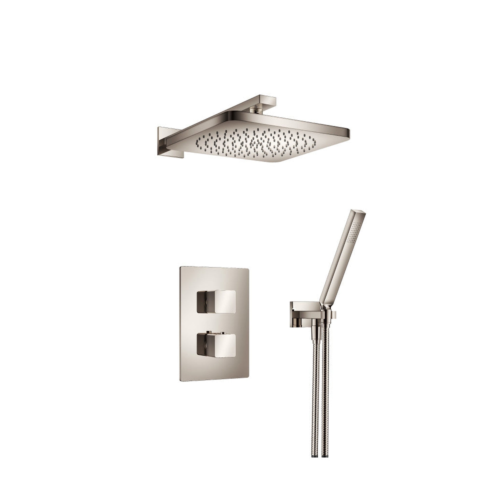 Flusso Faucets Serie 196 Two Output Shower Set With Shower Head and Hand Held in Polished Nickel (196.7050PN)