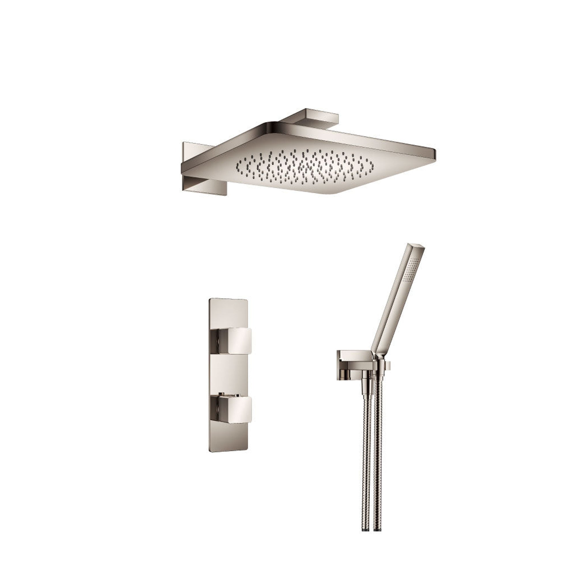 Flusso Faucets Serie 196 Two Output Shower Set With Shower Head and Hand Held in Polished Nickel (196.7250PN)