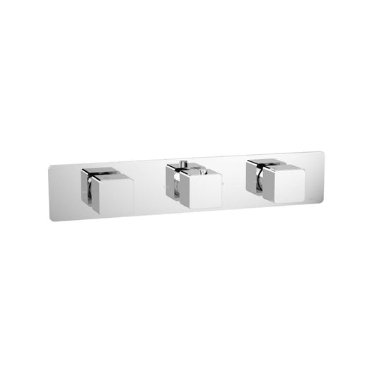 Flusso Faucets Serie 196 Two Output Trim for Horizontal Thermostatic Valve With 2 Volume Control in Polished Nickel