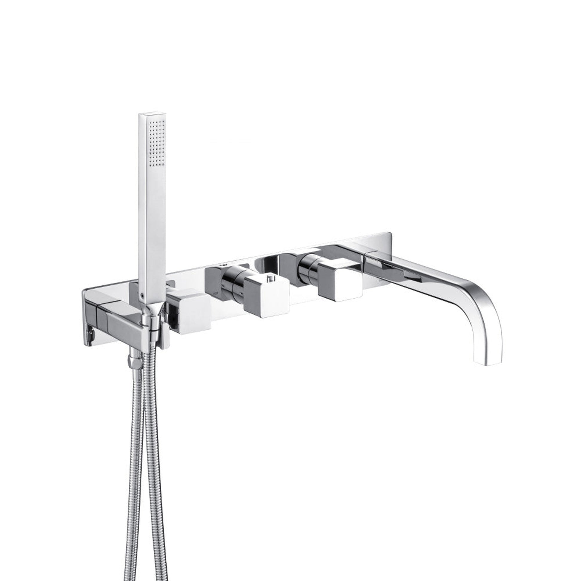 Flusso Faucets Serie 196 Wall Mount Tub Filler With Hand Shower in Chrome