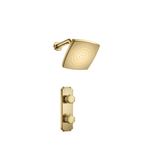 Flusso Faucets Serie 230 Satin Brass PVD Single Output Shower Set With Shower Head And Arm