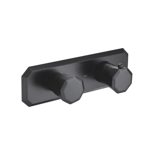 Flusso Faucets Serie 230 Single Output Trim for Thermostatic Valve in Matte Black