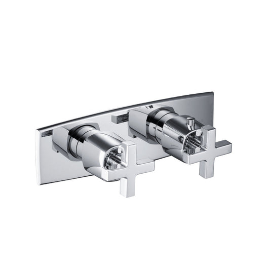 Flusso Faucets Serie 240 3/4" Three Output Horizontal Thermostatic Shower Valve and Trim in Chrome