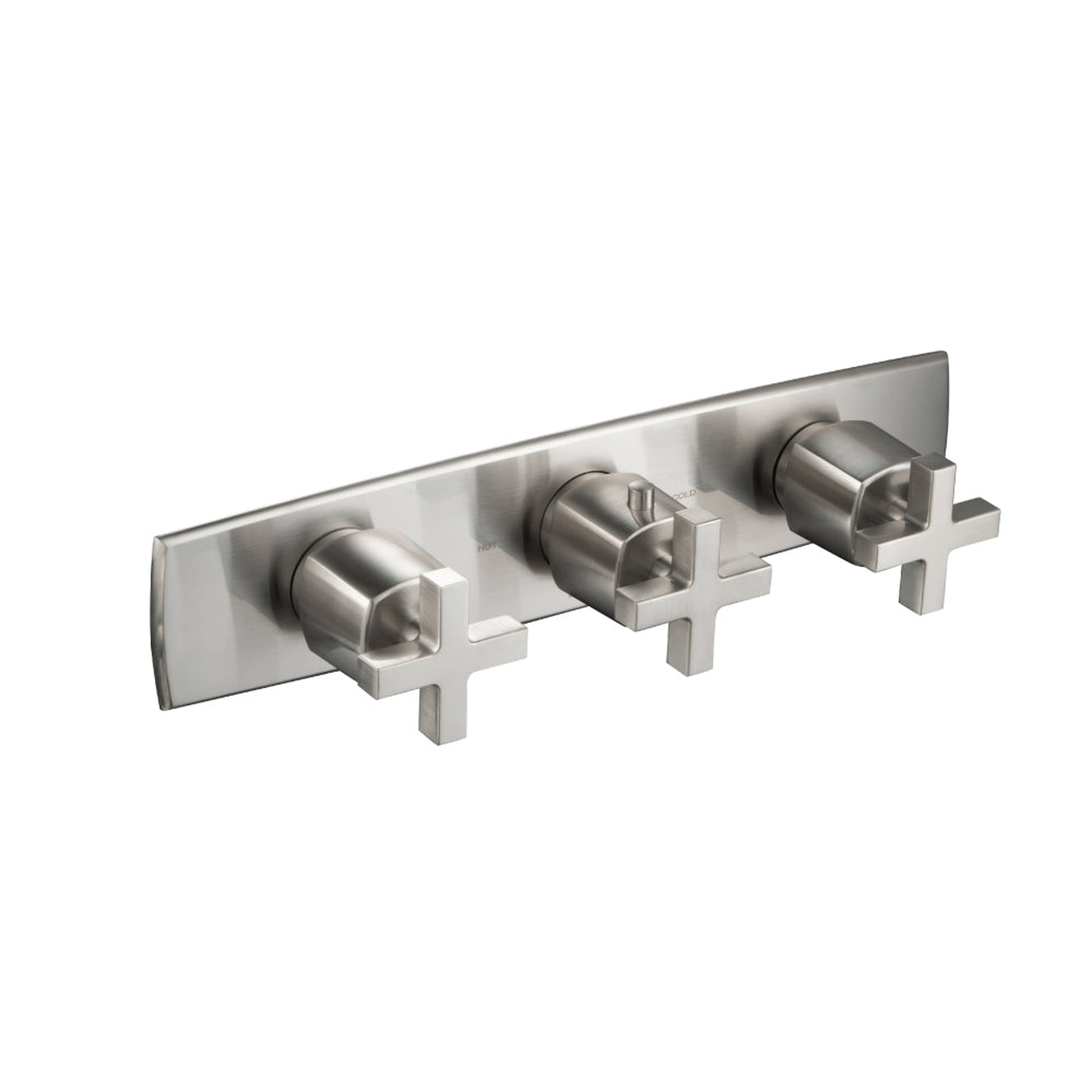 Flusso Faucets Serie 240 3/4" Two Output Horizontal Thermostatic Valve With 2 Volume Control and Trim in Brushed Nickel