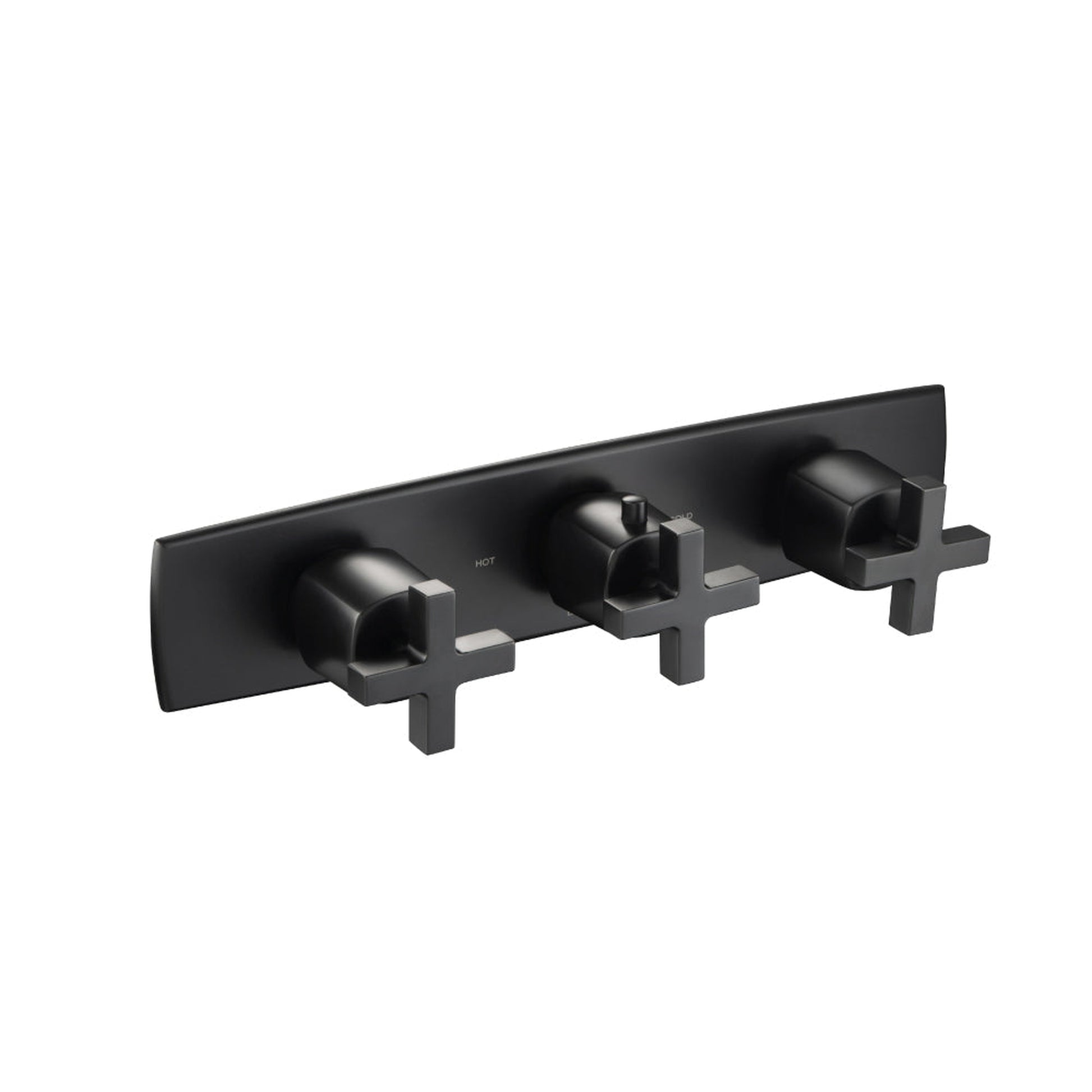 Flusso Faucets Serie 240 3/4" Two Output Horizontal Thermostatic Valve With 2 Volume Control and Trim in Matte Black