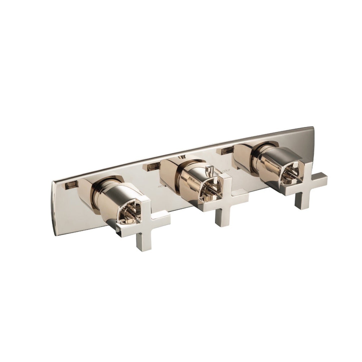 Flusso Faucets Serie 240 3/4" Two Output Horizontal Thermostatic Valve With 2 Volume Control and Trim in Polished Nickel