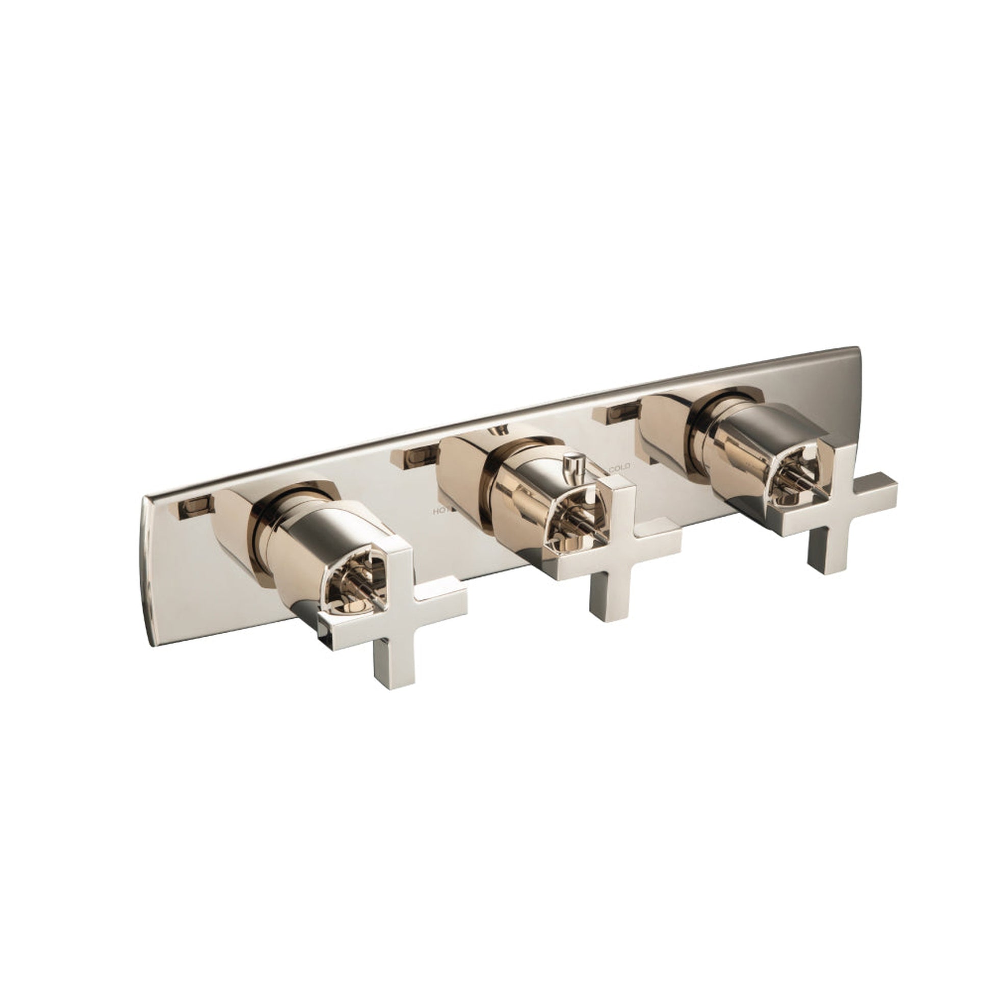 Flusso Faucets Serie 240 3/4" Two Output Horizontal Thermostatic Valve With 2 Volume Control and Trim in Polished Nickel