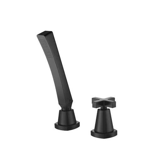 Flusso Faucets Serie 240 Deck Diverter With Holder and Hose in Matte Black