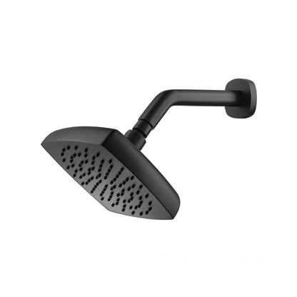 Flusso Faucets Serie 240 Single Output Matte Black Wall-Mounted Shower Set With Single Function Square Rain Shower Head With Shower Arm, Two-Handle Shower Trim and 1-Output Wall-Mounted Thermostatic Shower Valve With Integrated Volume Control