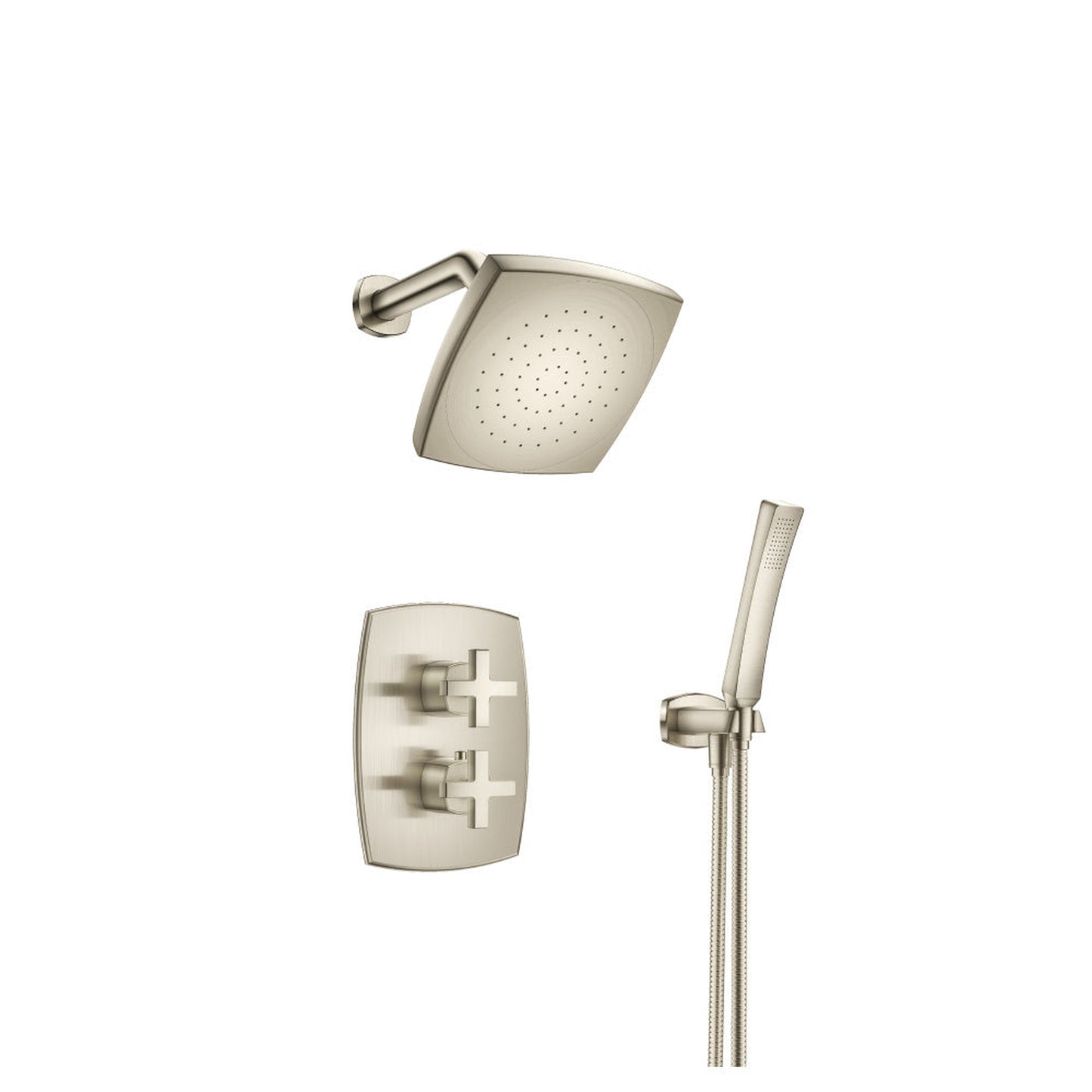 Flusso Faucets Serie 240 Two Output Shower Set With Shower Head and Hand Held in Brushed Nickel
