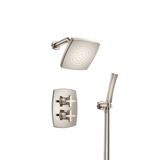 Flusso Faucets Serie 240 Two Output Shower Set With Shower Head and Hand Held in Polished Nickel