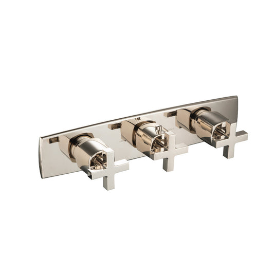 Flusso Faucets Serie 240 Two Output Trim for Horizontal Thermostatic Valve With 2 Volume Control in Polished Nickel