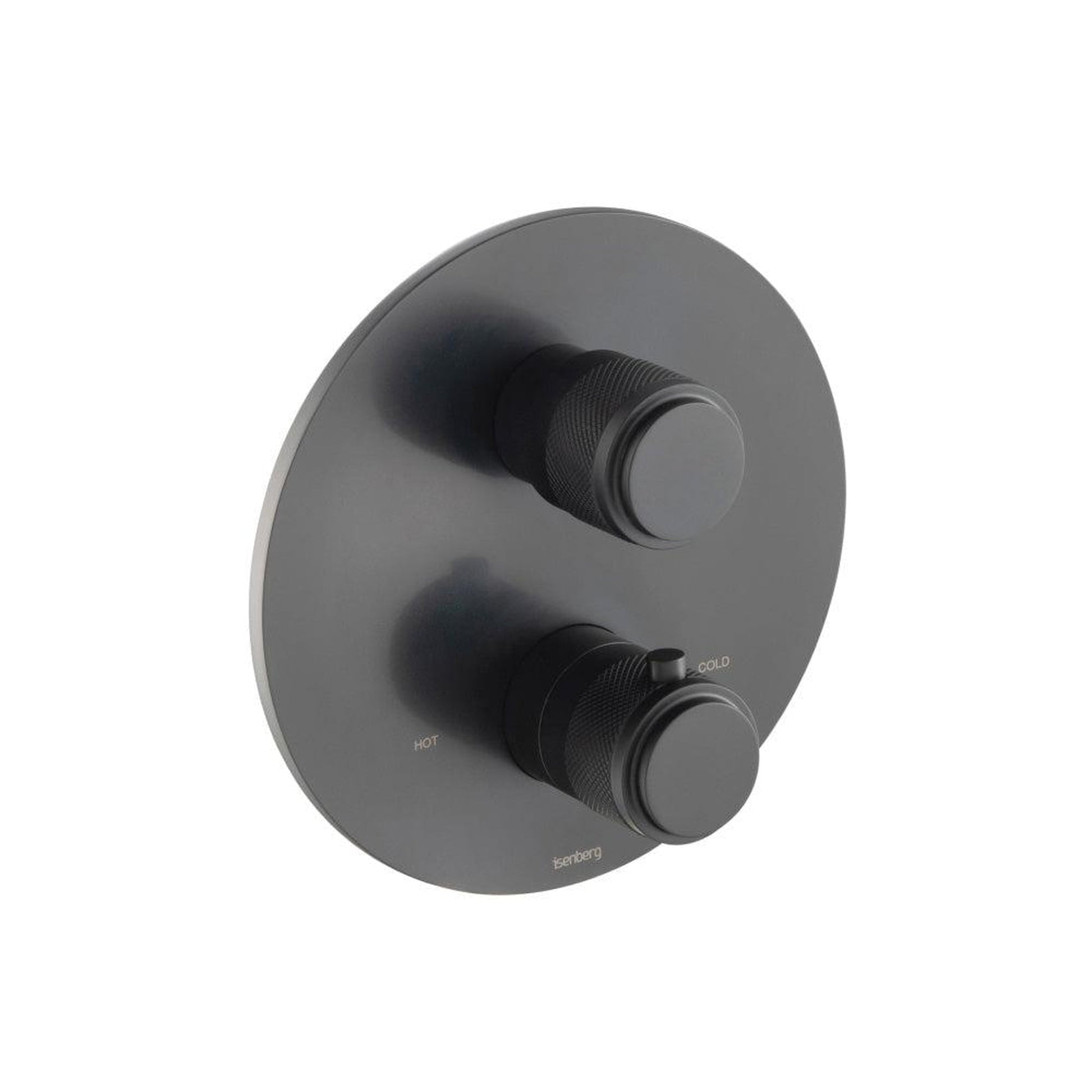 Flusso Faucets Serie 250 Single Output Matte Black Wall-Mounted Shower Set With Single Function Round Rain Shower Head, Two-Handle Shower Trim and 1-Output Wall-Mounted Thermostatic Shower Valve With Integrated Volume Control