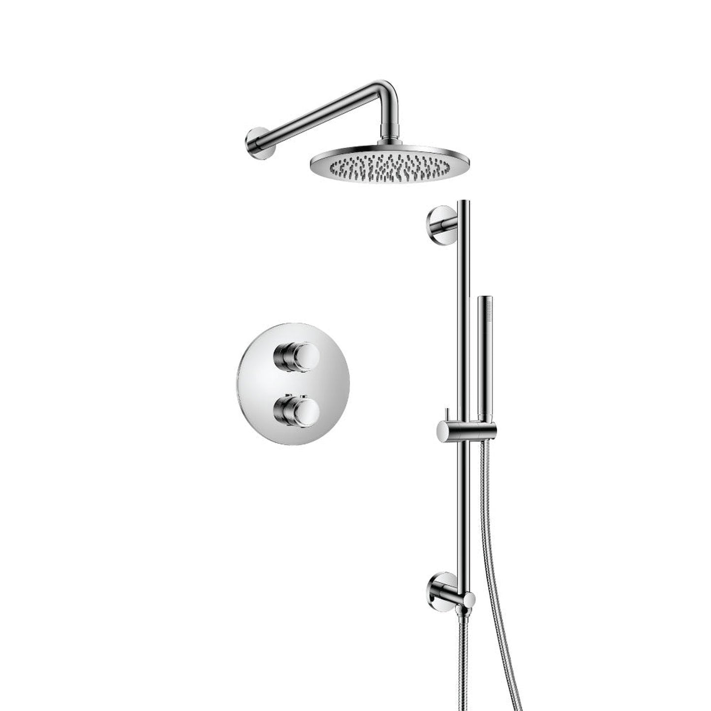 Flusso Faucets Serie 250 Two Output Shower Set With Shower Head, Hand Held and Slide Bar in Chrome (250.7125CP)